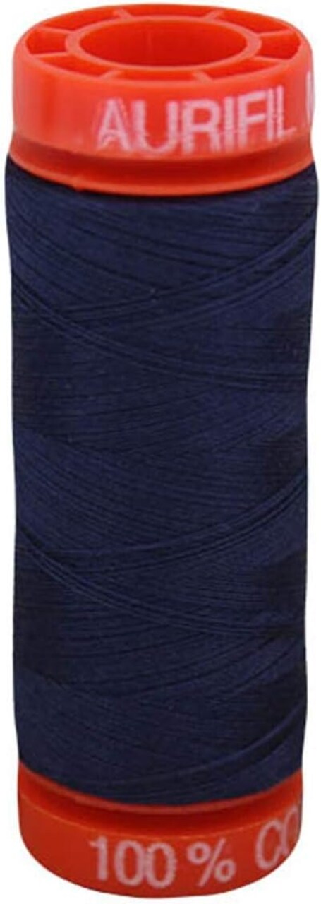 Aurifil Cotton Mako Thread 50 Weight Very Dark Navy Mini Spool 220 Yards / 200 Meters